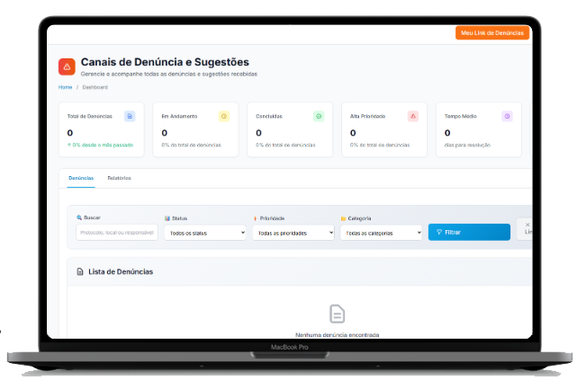 Dashboard — Canal de Denúncias